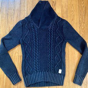 Cable-Knit Shawl Collar Sweater